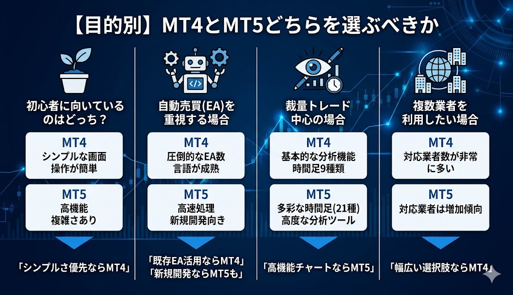 【目的別】MT4とMT5どちらを選ぶべきか