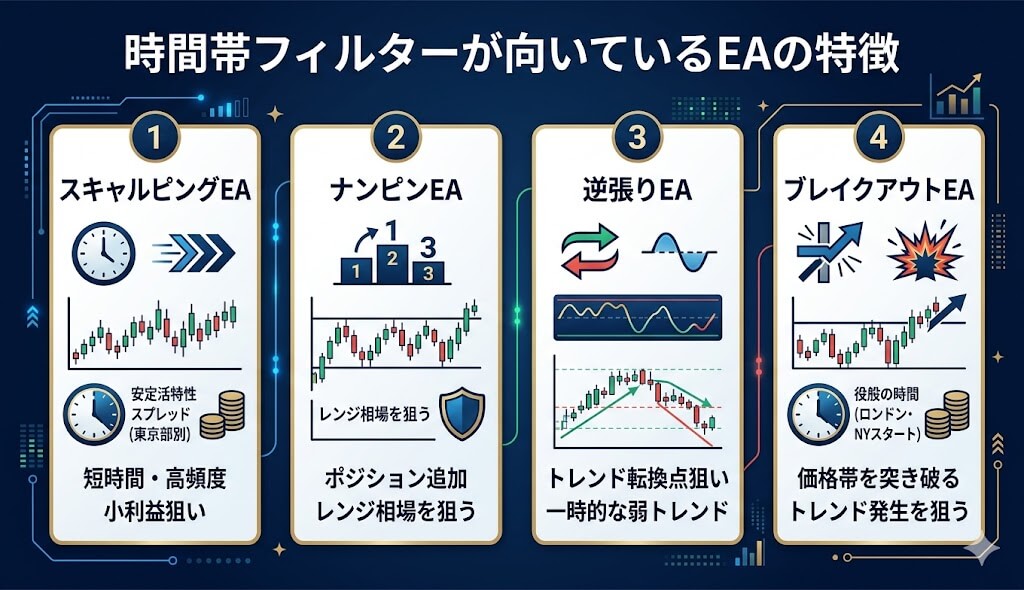 時間帯フィルターが向いているEAの特徴