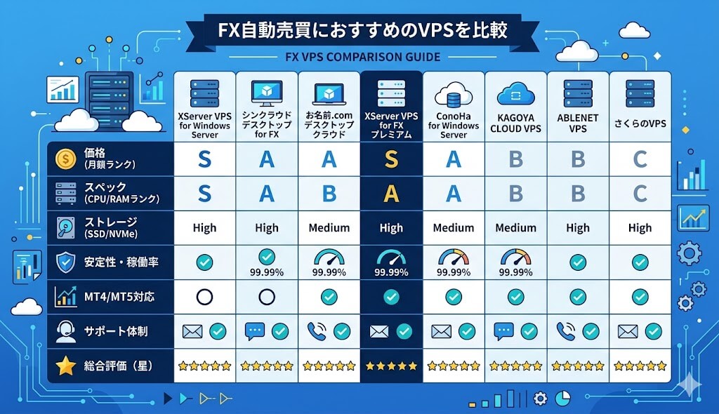 FX自動売買におすすめのVPSを比較