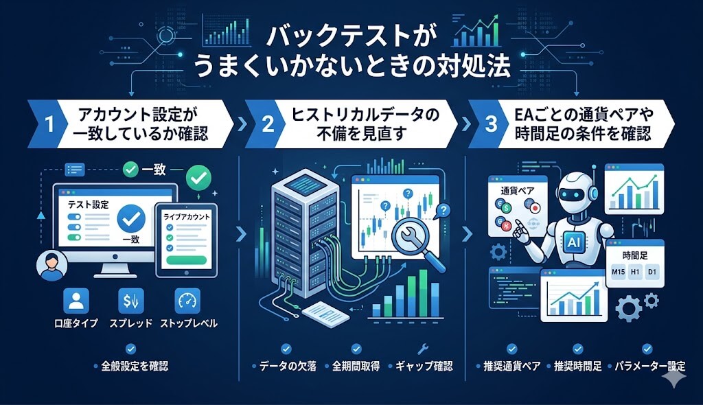バックテストがうまくいかないときの対処法
