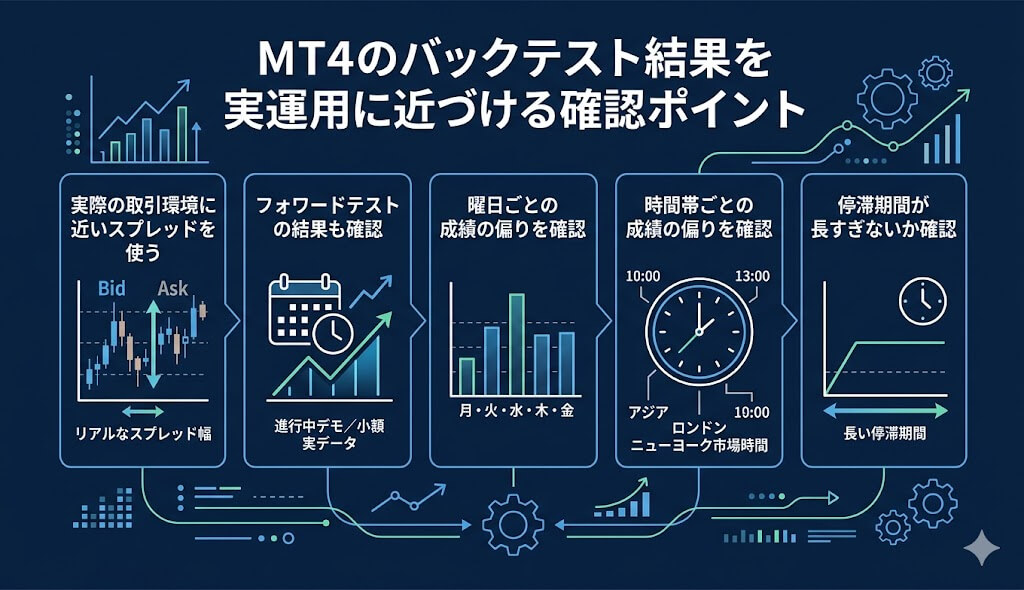 MT4のバックテスト結果を実運用に近づける確認ポイント