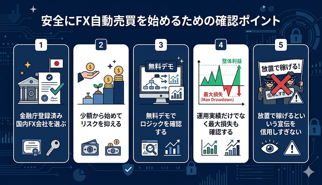 安全にFX自動売買を始めるための確認ポイント
