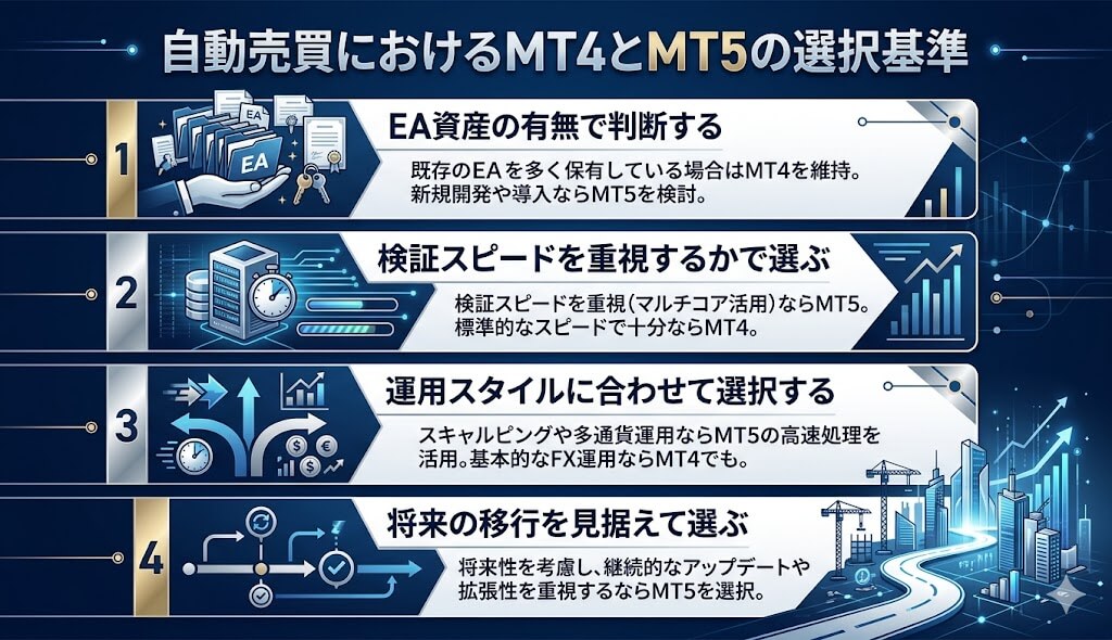 自動売買におけるMT4とMT5の選択基準