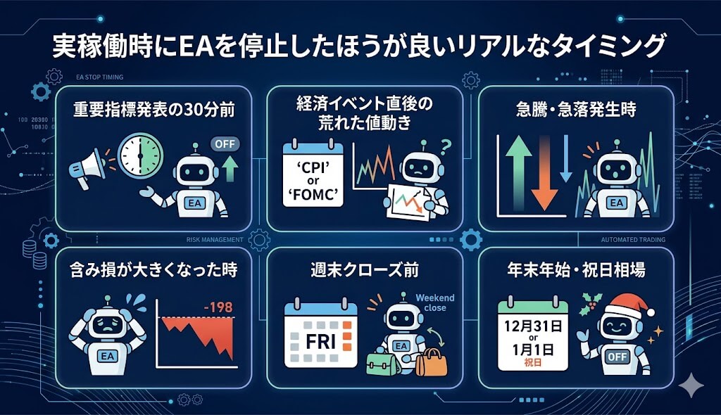 実稼働時にEAを停止したほうが良いリアルなタイミングを解説