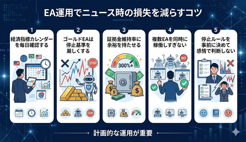 EA運用でニュース時の損失を減らすコツ