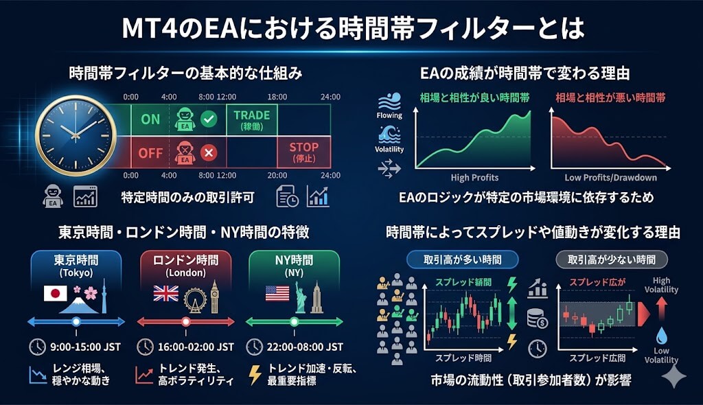MT4のEAにおける時間帯フィルターとは